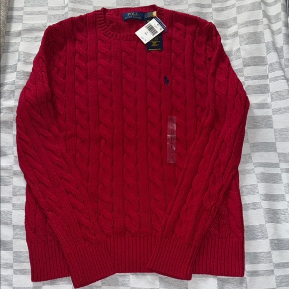 Polo by Ralph Lauren Men's Crimson Cable Knit Sweater